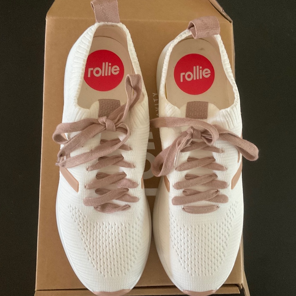 Rollie Bolt white and rose gold sneaker size 39. 8/8 1/2